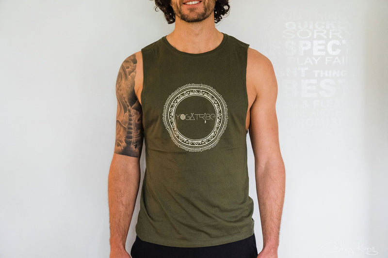 Organic 100% Cotton GREEN Yogatribe® Tank - Yoga Tribe NZ