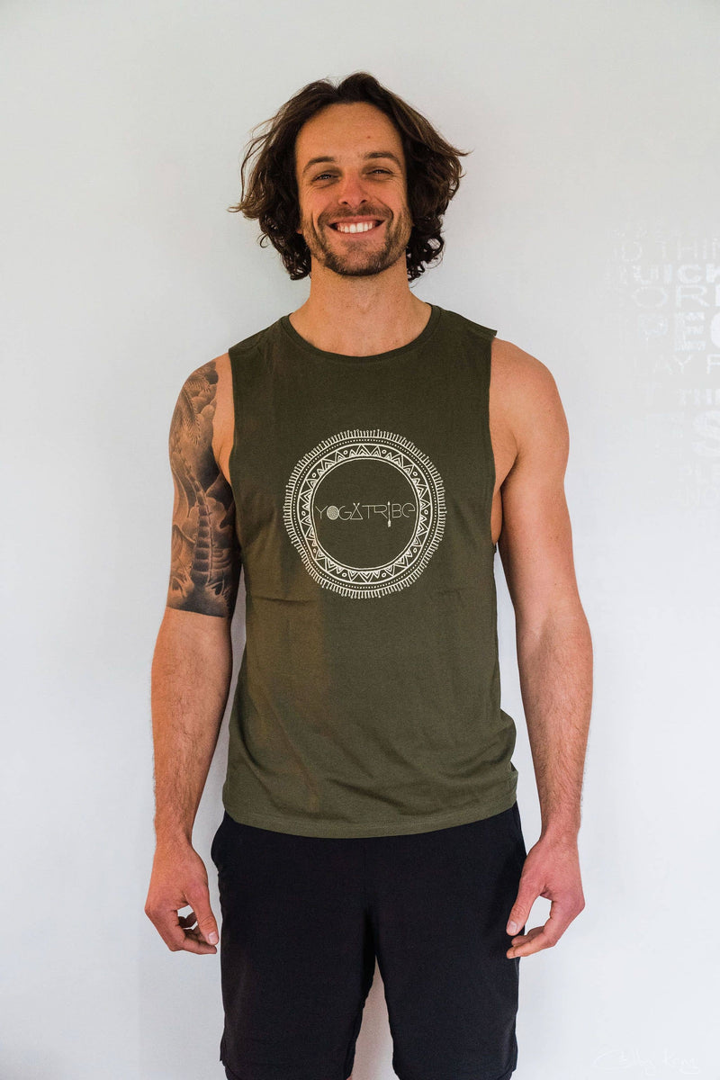 Organic 100% Cotton GREEN Yogatribe® Tank - Yoga Tribe NZ