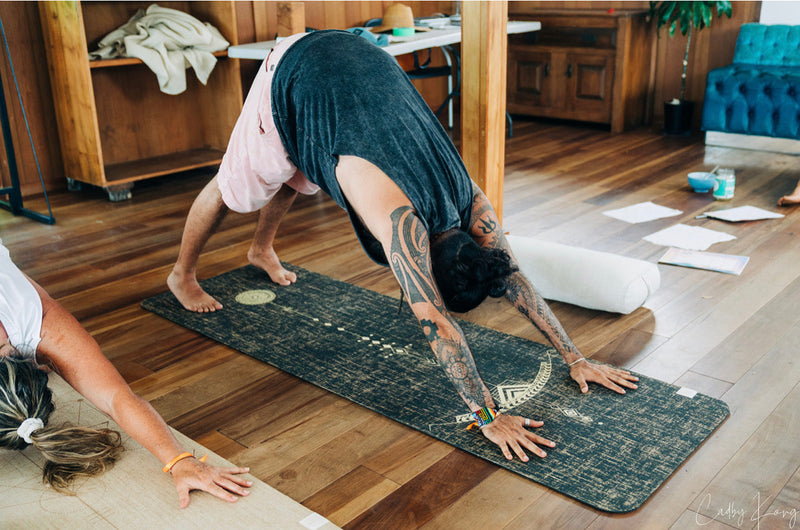 Bow and Arrow Design Printed on black coloured PER and Organic Jute Yoga Mat. 