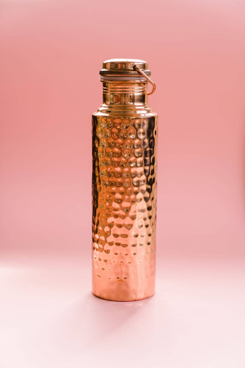 AQUA VEDIC Hammered Copper Drink Bottle 900ml - Yoga Tribe NZ