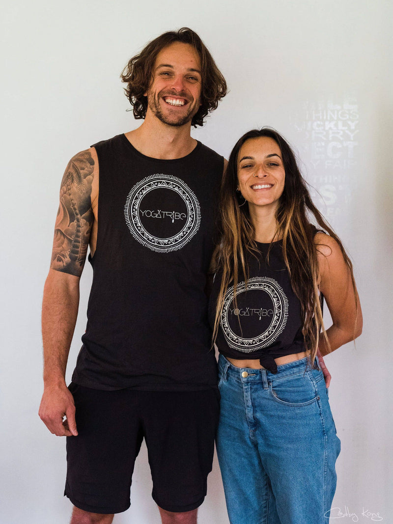 Organic 100% Cotton Black Yogatribe® Tank - Yoga Tribe NZ