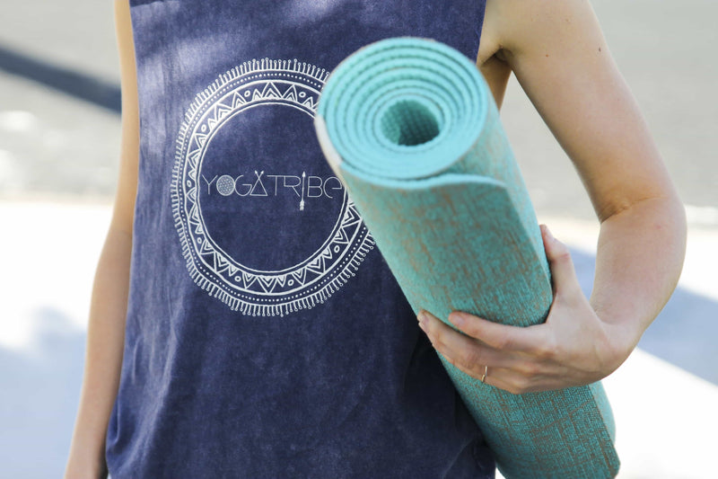 Organic 100% Cotton Stone Washed Blue Yogatribe® Tank - Yoga Tribe NZ