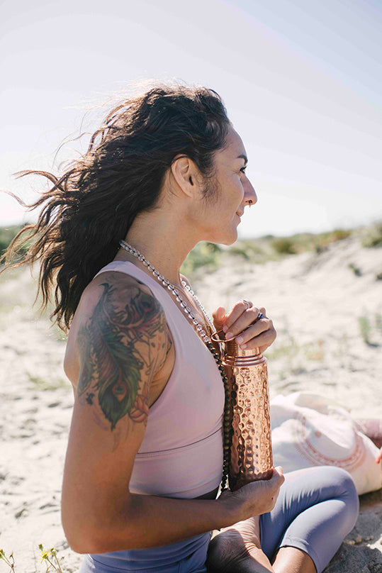 AQUA VEDIC Hammered Copper Drink Bottle 900ml - Yoga Tribe NZ